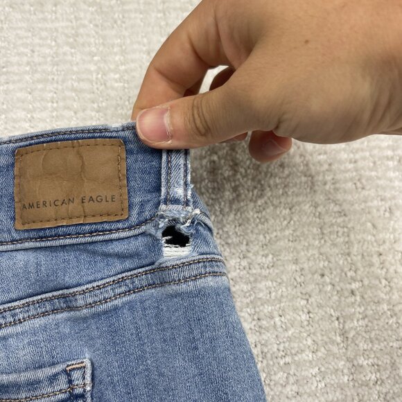 American Eagle Outfitters Artist Crop Next Level Stretch Blue Jeans Women 14 Reg - Picture 7 of 12